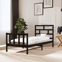 Bed Frame Black Solid Wood Pine 100x200 cm