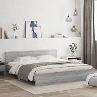 Bed Frame without Mattress Grey Sonoma 160x200 cm