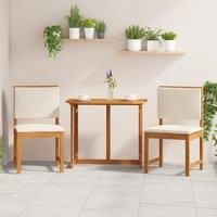 Armless Garden Chairs with Cushions - 2 Pack, Solid Acacia Wood
