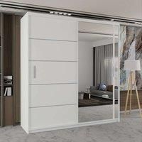 Modern Double Sliding Wardrobe with LED Light W150cm x H217cm x D62cm