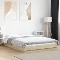 Bed Frame with LED Lights without Mattress Sonoma Oak 140x200cm