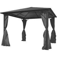 Gazebo with Curtain Anthracite Aluminium 300x300 cm