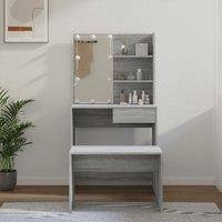 Dressing Table Set with LED Grey Sonoma Engineered Wood
