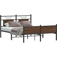 Bed Frame without Mattress Brown Oak 140x200 cm Engineered Wood