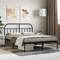Metal Bed Frame with Headboard Black 150x200 cm King Size