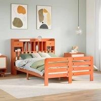 Bookcase Bed without Mattress Wax Brown 150x200 cm King Size Solid Wood Pine