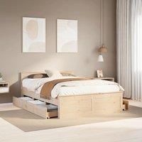 Bed Frame without Mattress with Headboard 140x190 cm Solid Wood Pine