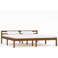 Bed Frame Honey Brown Solid Pine Wood 160x200 cm