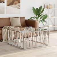 Coffee Table 100x100x50 cm Stainless Steel and Glass