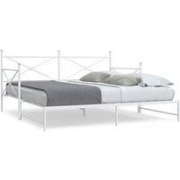 Daybed with Trundle without Mattress White 107x203 cm Steel