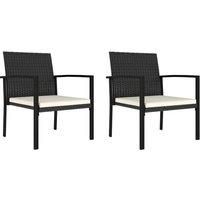 Garden Dining Chairs 2 pcs Poly Rattan Black