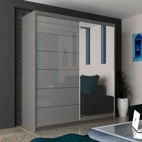 High Gloss Double Sliding Wardrobe with LED Light W 150 x H 217 x D 62