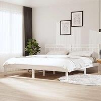 Bed Frame White Solid Wood Pine 200x200 cm