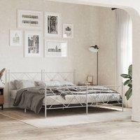 Metal Bed Frame without Mattress with Footboard White 180x200cm