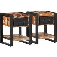 Bedside Cabinets 2 pcs Multicolour Solid Rough Wood Mango