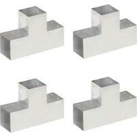 Post Connectors 4 pcs T Shape Galvanised Metal 101x101 mm