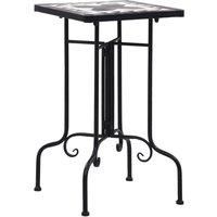 Mosaic Side Table Black and White Ceramic