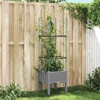 Garden Planter with Trellis Light Grey 40x40x142.5 cm PP