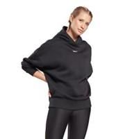 Reebok Hoodie Womens Medium 12-14 Black Oversized Fleece Lining Embroidered Logo