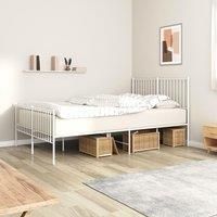 Metal Bed Frame with Headboard and Footboard White 135x190 cm Double