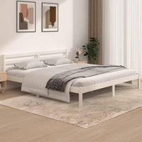 Bed Frame Solid Wood Pine 180x200 cm Super King White