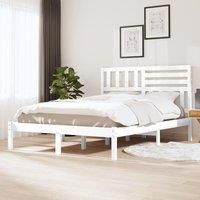 Bed Frame White Solid Wood Pine 140x200 cm