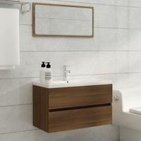 Sink Cabinet with Built-in Basin Brown Oak Engineered Wood