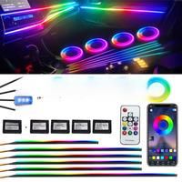 18 / 22 In 1 Streamer Car Ambient Lights RGB 213 64 Color LED Interior Rainbow Acrylic Strip