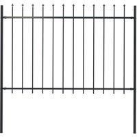 Garden Fence with Spear Top Steel 1.7x1.2 m Black