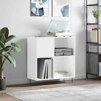 Record Cabinet High Gloss White 84.5x38x89 cm Engineered Wood