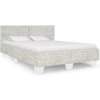 Bed Frame Grey Natural Rattan 140x200 cm