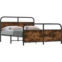 Metal Bed Frame without Mattress Smoked Oak 160x200 cm