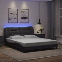 Bed Frame with LED without Mattress Grey 160x200 cm