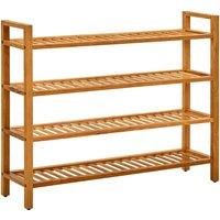 Shoe Rack with 4 Shelves 100x27x80 cm Solid Oak Wood