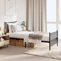 Metal Bed Frame with Headboard and Footboard Black 75x190 cm Small Single