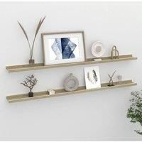 Wall Shelves 2 pcs White and Sonoma Oak 115x9x3 cm