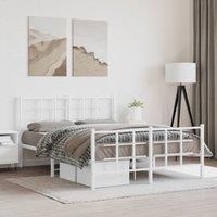 Metal Bed Frame without Mattress with Footboard White 140x200cm