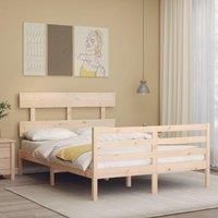 Bed Frame with Headboard Small Double Solid Wood