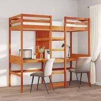 Loft Bed Frame without Mattress Wax Brown 75x190cm Solid Wood Pine