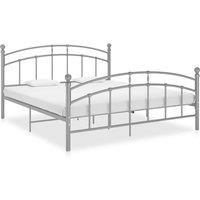 Bed Frame Grey Metal 200x200 cm