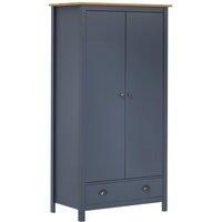 Berkfield Home 2-Door Wardrobe Hill Grey 89x50x170 cm Solid Pine Wood | Size: 89 x 50 x 170 cm