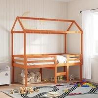High Sleeper Bed without Mattress Wax Brown 90x200 cm Solid Wood Pine