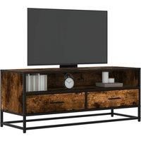 TV Cabinet Smoked Oak 100x34.5x40 cm Engineered Wood and Metal