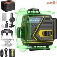 1pc GZG Professional 4D Cross Line Laser Level, 4X360 Green Beam, 16 Lines, Self-Leveling, USB Charging, £36V, 0.4-1Mw,