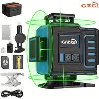 1pc GZG Professional 4D Cross Line Laser Level, 4X360 Green Beam, 16 Lines, Self-Leveling, USB Charging, £36V, 0.4-1Mw