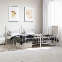 Berkfield Home Metal Bed Frame without Mattress with Footboard White 183x213cm | Size: 183x213 cm