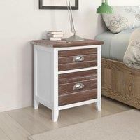 Nightstand 2 pcs with 2 Drawers Brown and White