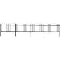 Garden Fence with Hoop Top Steel 6.8x1 m Black
