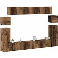 8 Piece TV Cabinet Set Wall-mounted Old Wood Engineered Wood