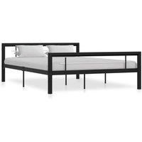 Bed Frame Black and White Metal 120x200 cm